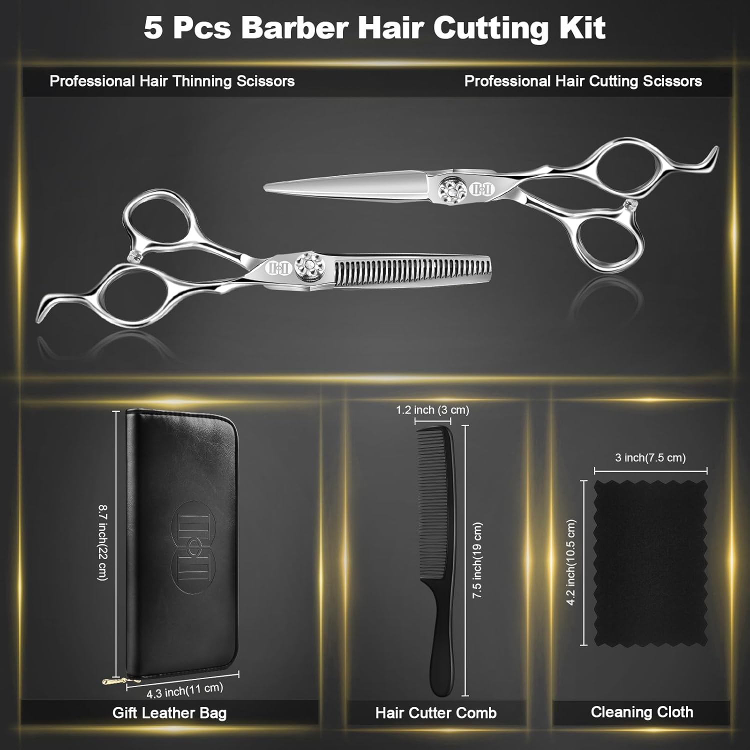 Detalle de CIICII 6.7 Inch Professional Hair Cutting Scissors and Thinning Shears Kit