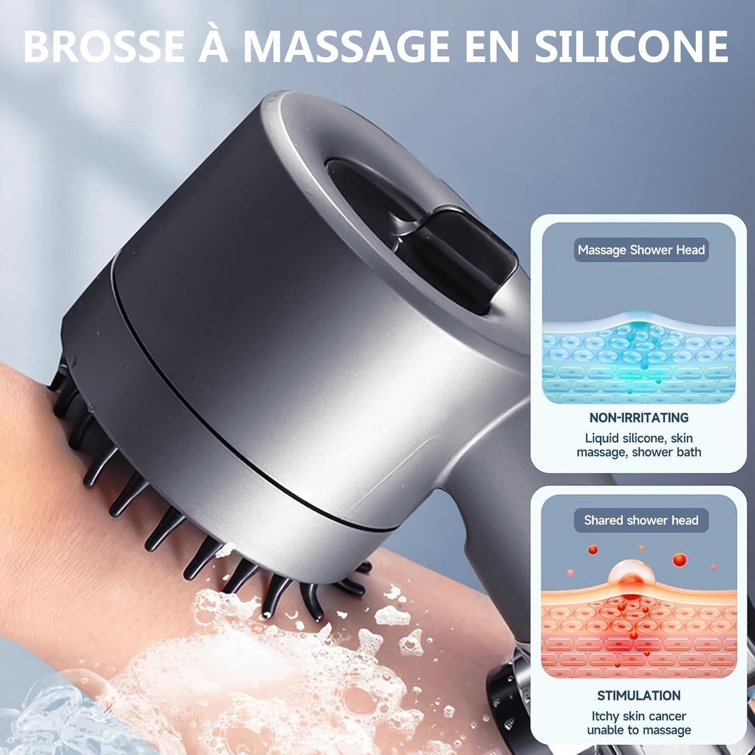 Thumbnail 6 de Pommeau de douche anti-calcaire Haute Pression avec filtre et 4 jets – Tuyau 1,5 m et support