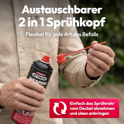 Detalle 2 de GEROBUG Wespen Aerosol Spray 500 ml – Hocheffektives Anti-Wespenmittel für Balkon und Terrasse