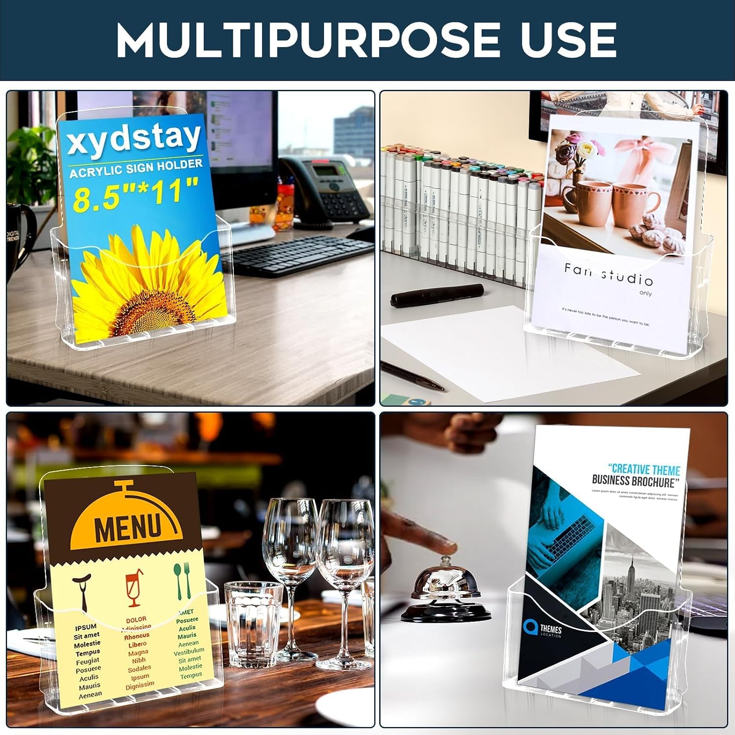 Thumbnail 6 de xydstay Acrylic Brochure Holder, 8.5 x 11, Clear, 2-Pack