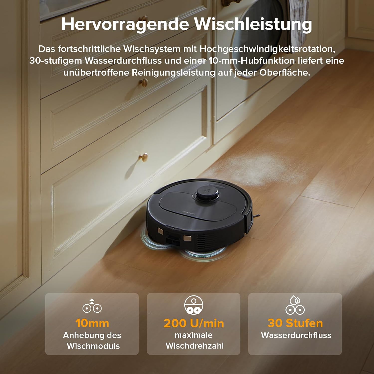 Detalle de roborock QV 35A Set Saugroboter mit Wischfunktion – 8000 Pa Kraft, LiDAR-Navigation, Selbstreinigung