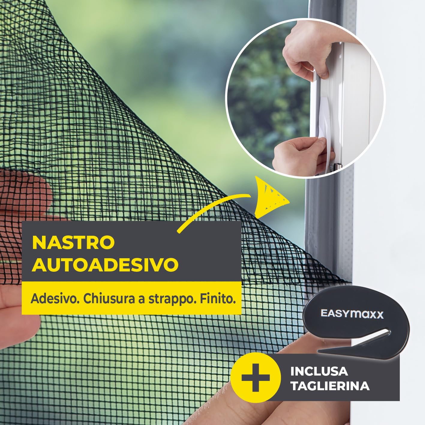 Thumbnail 1 de EASYmaxx zanzariera per finestra con chiusura a strappo tagliabile fino a 150 x 180 cm (rete nera)