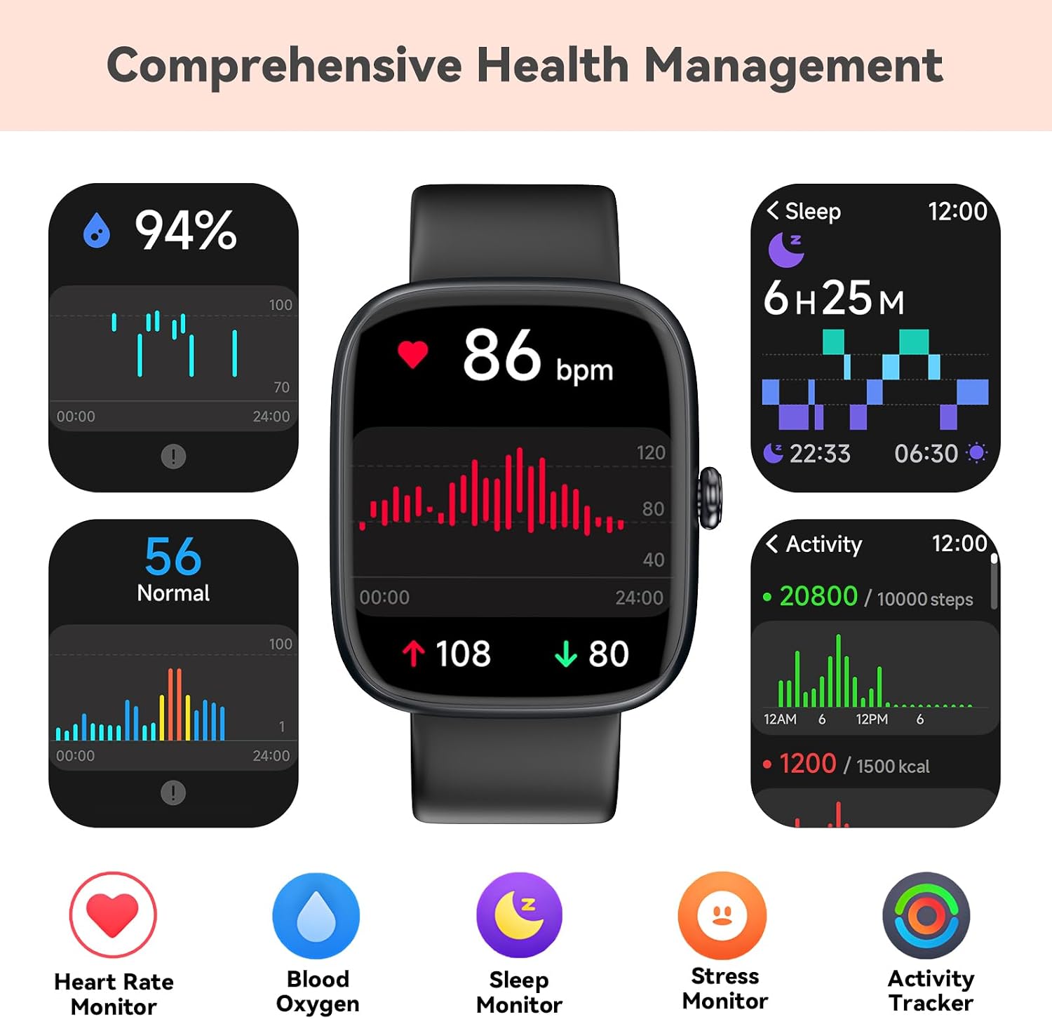 Thumbnail 6 de DAVIKO Watch Fitness Tracker for Seniors, 1.83-Inch LCD, Heart Rate and Sleep Tracking