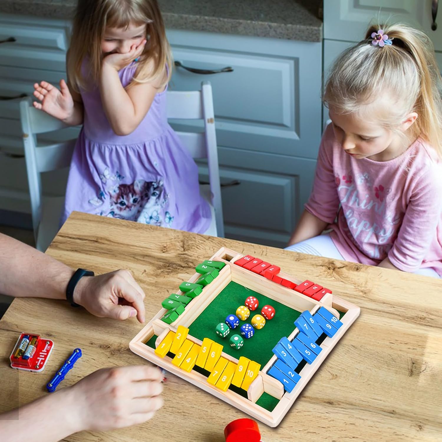 Detalle de Shut the Box Würfelspiel für 4 Spieler