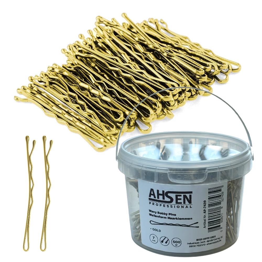 Detalle de Ahsen Professional Wavy U‑Shaped Hair Pins 5 cm Braun – mit Aufbewahrungsbox