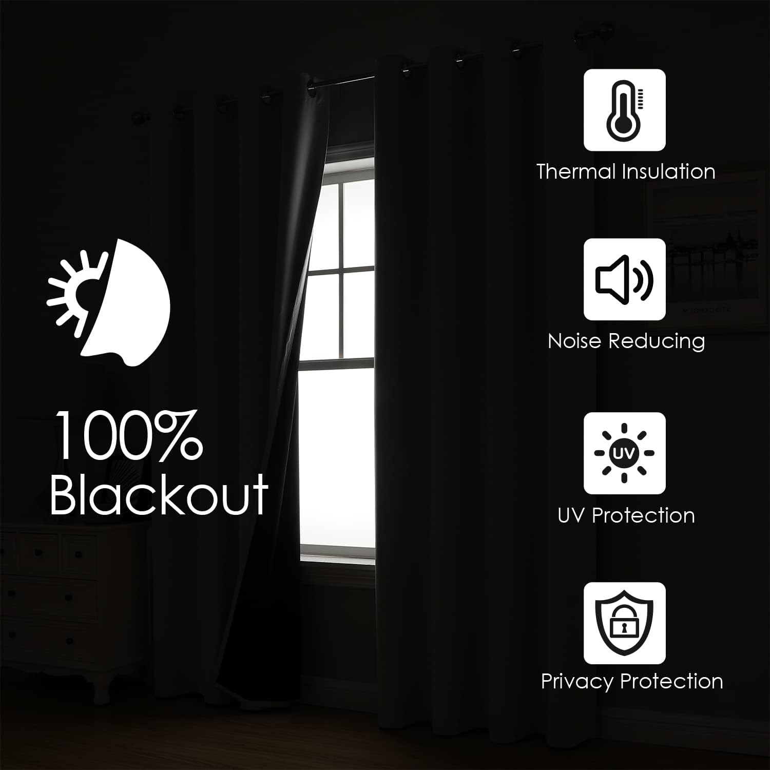 Thumbnail 1 de ChrisDowa Blackout Curtains 63 in 🪟