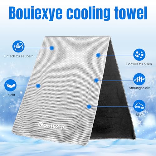 Detalle de Bouiexye Kühlendes Handtuch 100 × 30 cm – 10 Farben, Mikrofaser, sofortige Kühlung