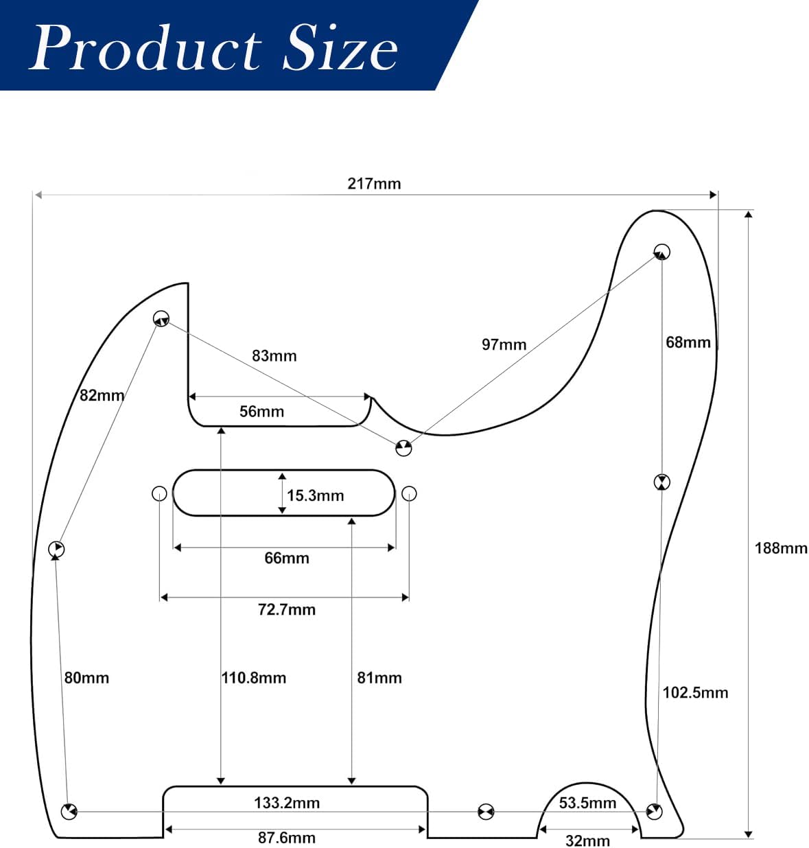 Detalle de Telecaster Pickguard, Anodized Aluminum