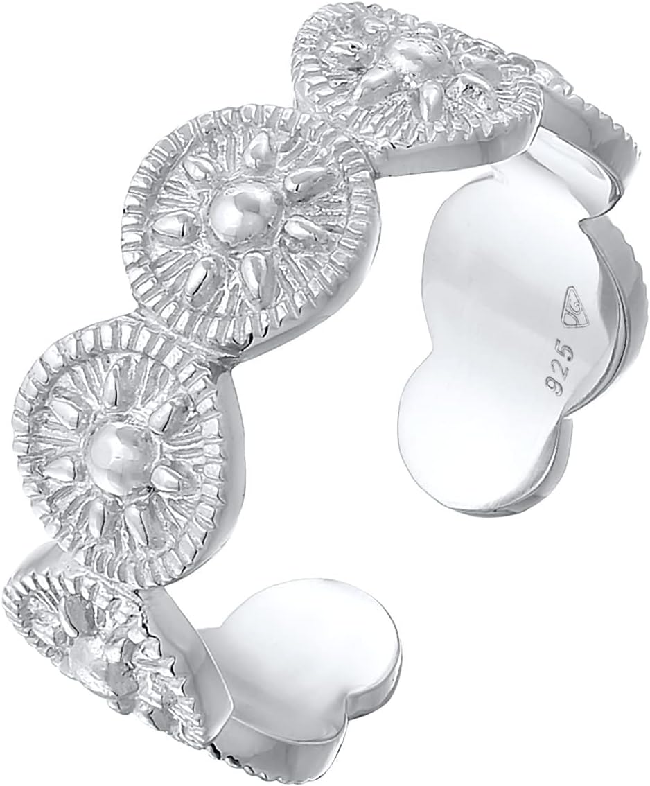 Detalle de Elli Ring Damen Band Sonne Design Offen aus 925 Sterling Silber
