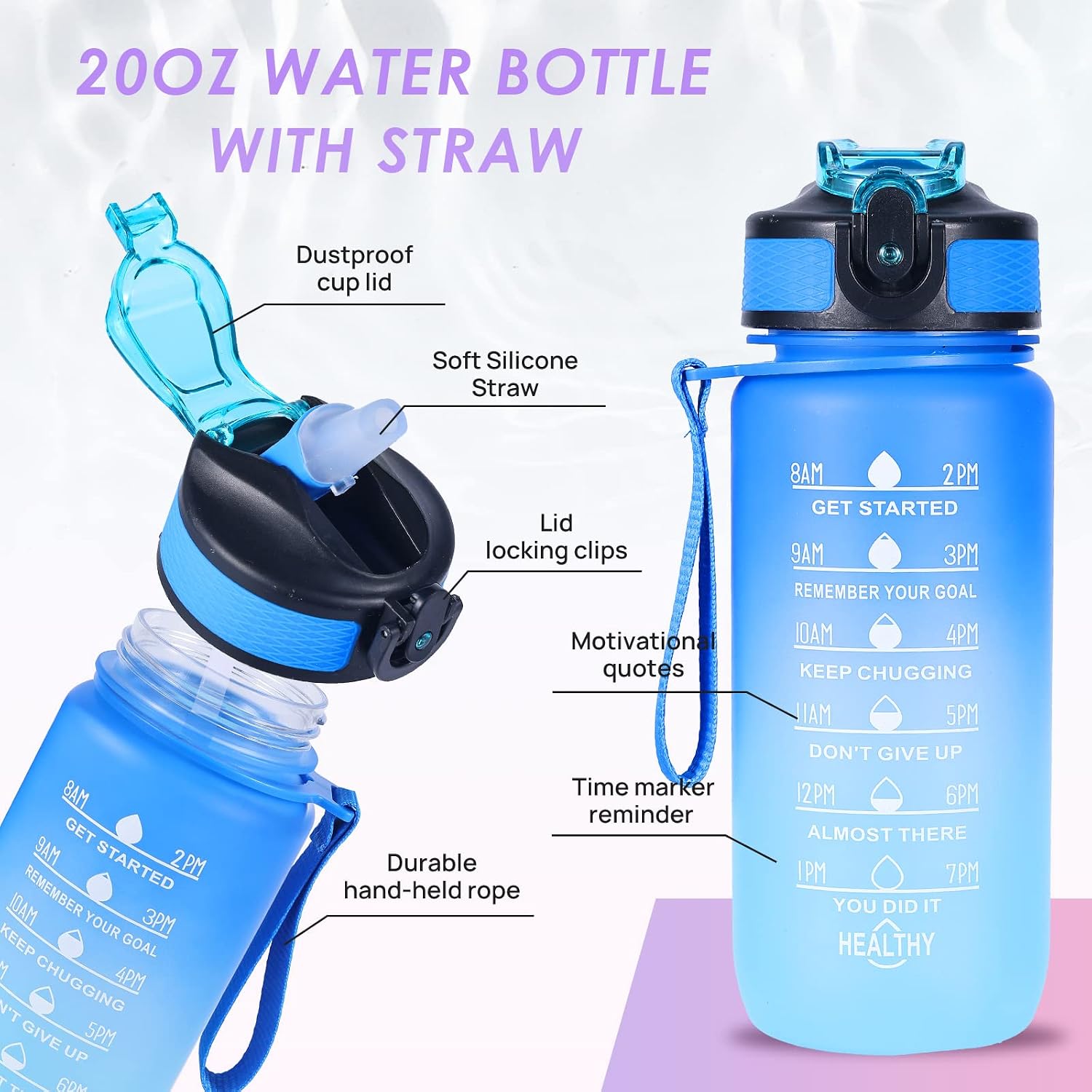 Detalle 2 de SUPPRUI 600ml kids water bottle with straw ๐ง