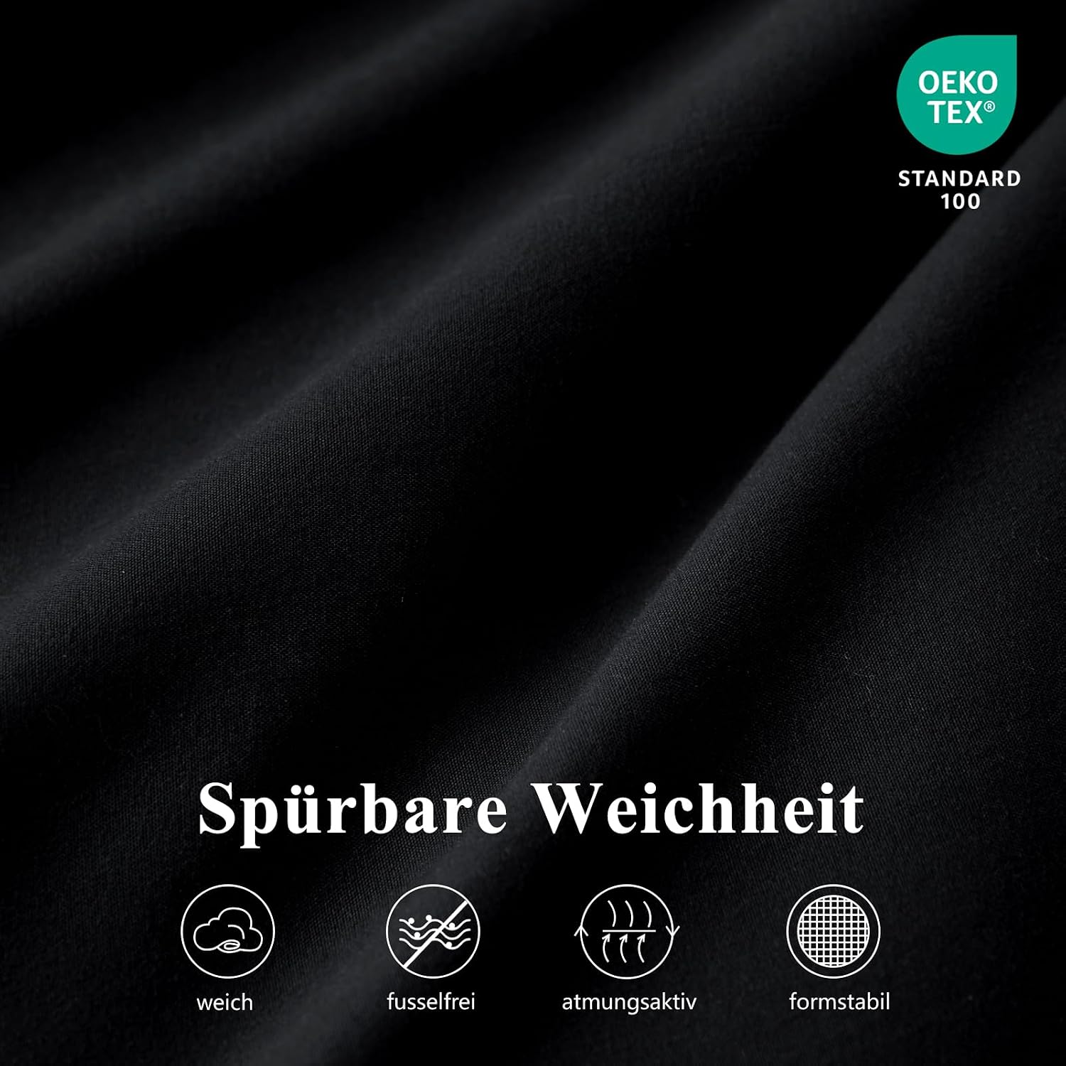 Detalle de Aisbo Spannbettlaken 180x200cm – 40 cm Steghöhe, Mikrofaser, Schwarz
