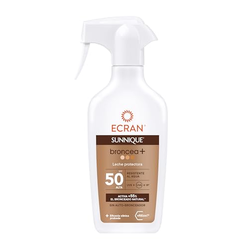 Detalle de Ecran Leche Protectora Solar Broncea+ SPF 50 en Spray (270 ml) – Protección alta con Bronceado natural y tecnología PureBronze