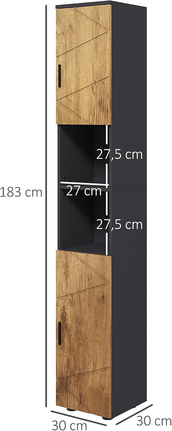 Thumbnail 2 de kleankin Colonne Armoire Salle de Bain 183 cm Gris foncé