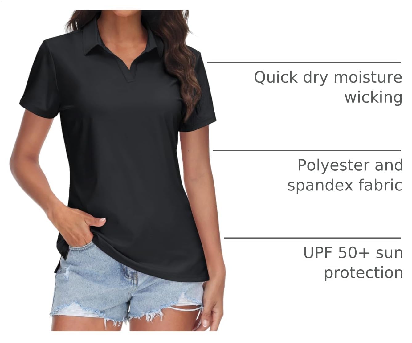 Thumbnail 3 de TACVASEN Women’s V-Neck Polo Shirts (UPF 50+) Quick-Dry Short Sleeve Sun Protection
