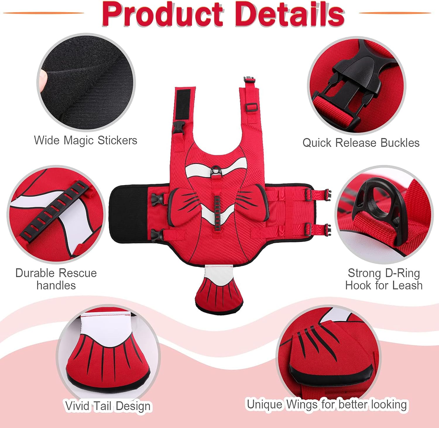 Detalle de DENTRUN Dog Life Jacket for S/M/L Dogs
