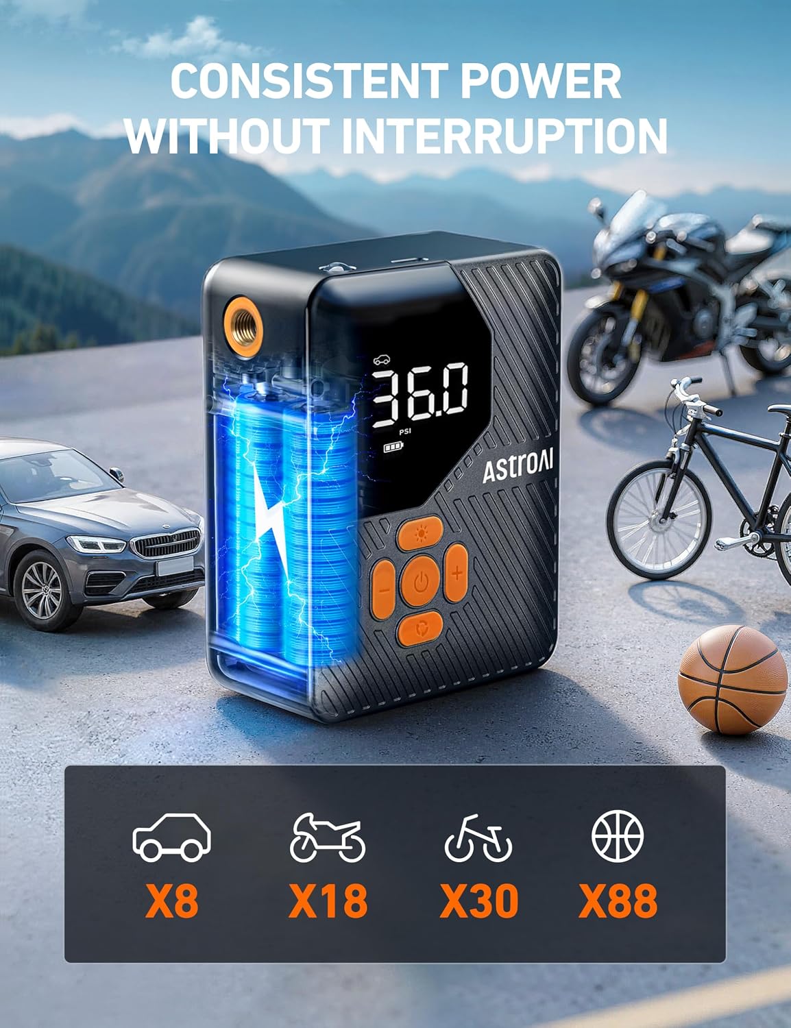Detalle de AstroAI Tire Inflator 150 PSI