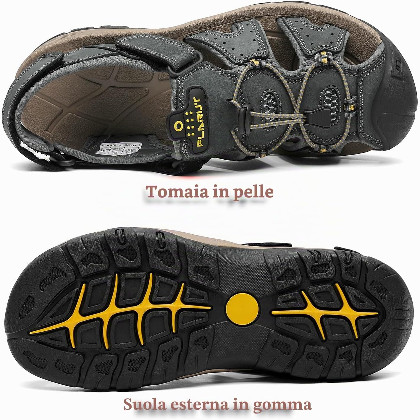Detalle de FLARUT Sandali Estivi da Uomo: Sandali Sportivi in Pelle Traspirante per Esterni