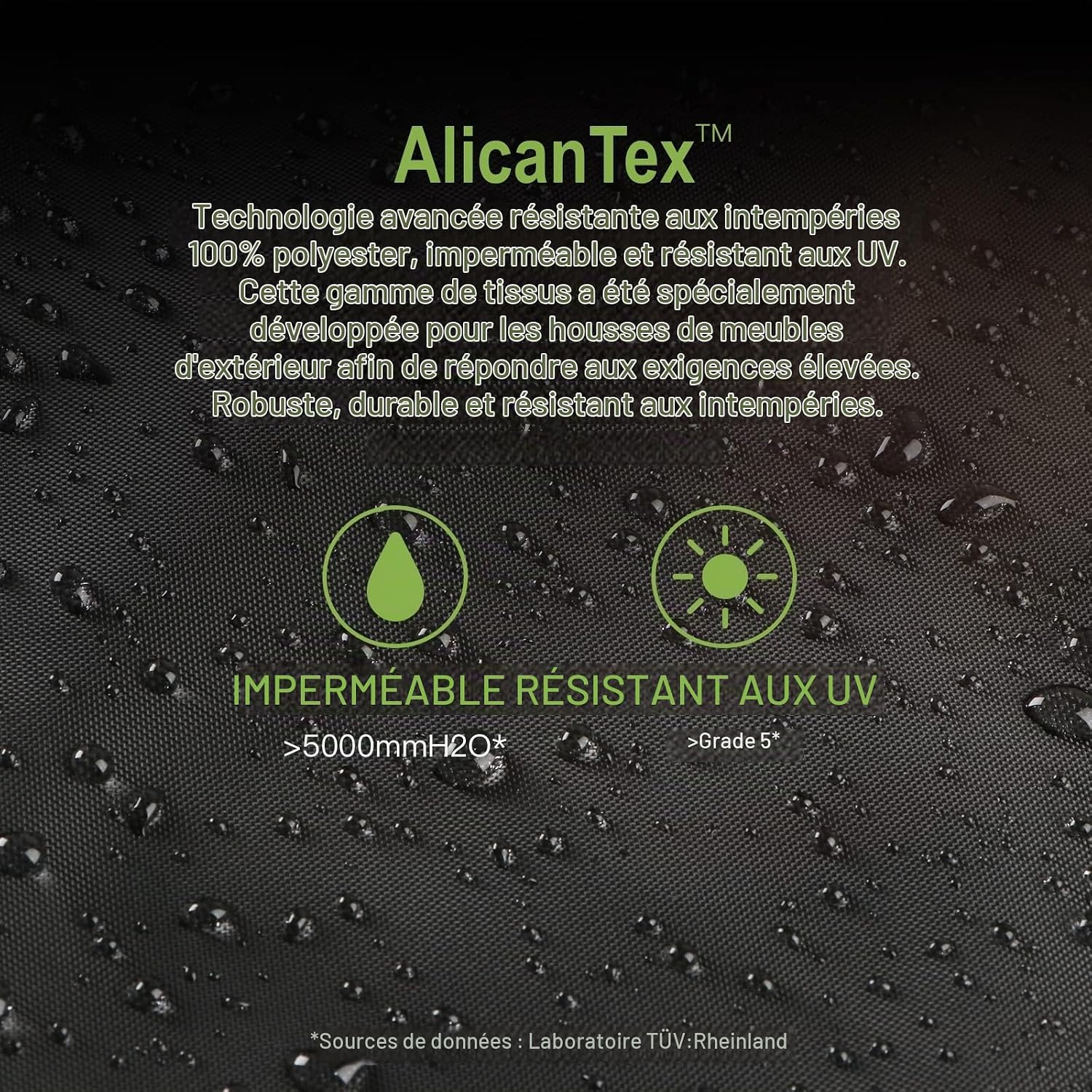 Detalle de AWNIC G-QQ210-3D hoes voor Hollywoodschommel, 3-zits, waterdicht 420D Oxford