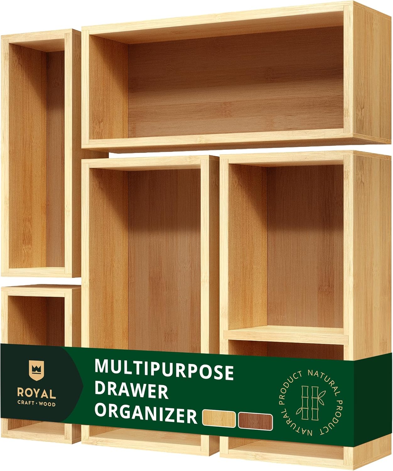 ROYAL CRAFT WOOD 5-Piece Bamboo Organizer Set