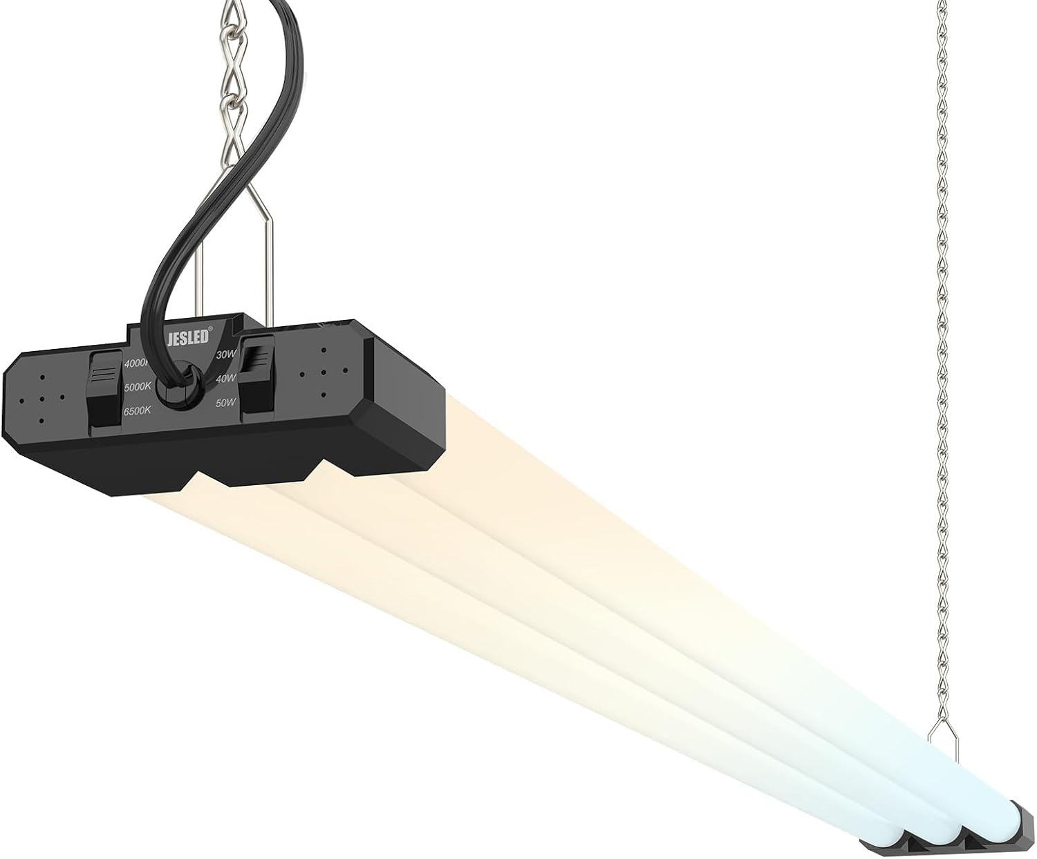 Detalle de JESLED 4FT LED Shop Light, 30W–50W Selectable, 3CCT, 7,500 lm