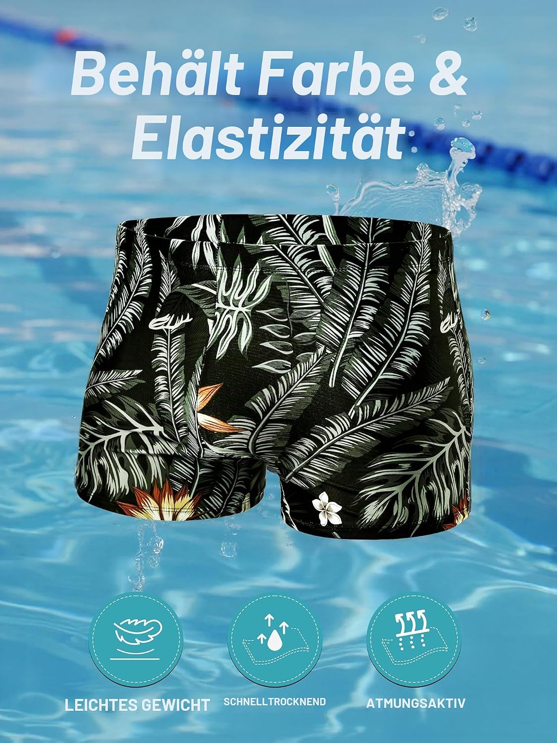 Detalle de Arcweg Badehose Herren Eng Kurz mit Tunnelzug, Polsterung vorne und UV-Schutz – kompakte Schwimmshort für Wasserfreunde