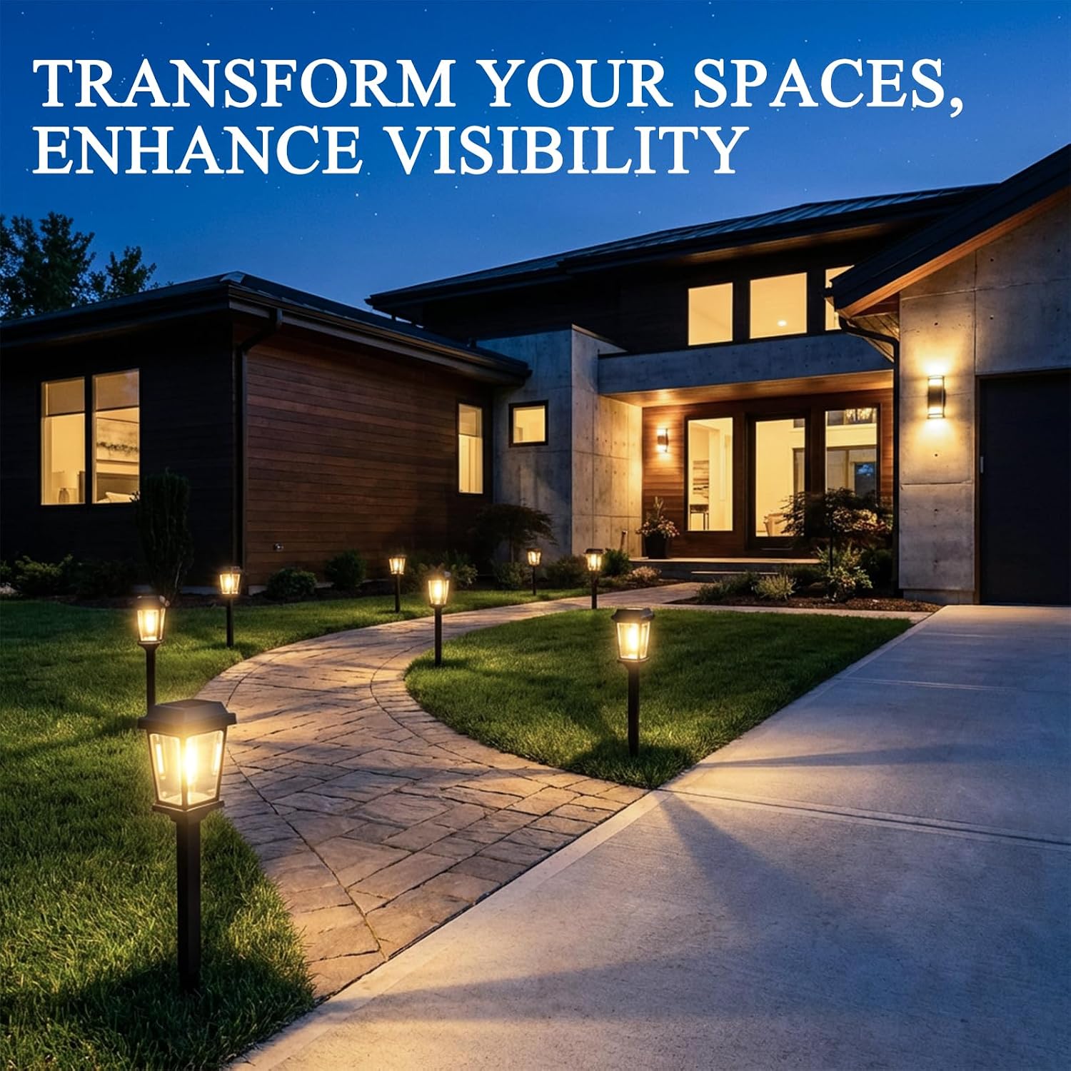 Detalle de DOESLAG 12-Pack Solar Pathway Lights, 3000K Warm White, Auto On/Off