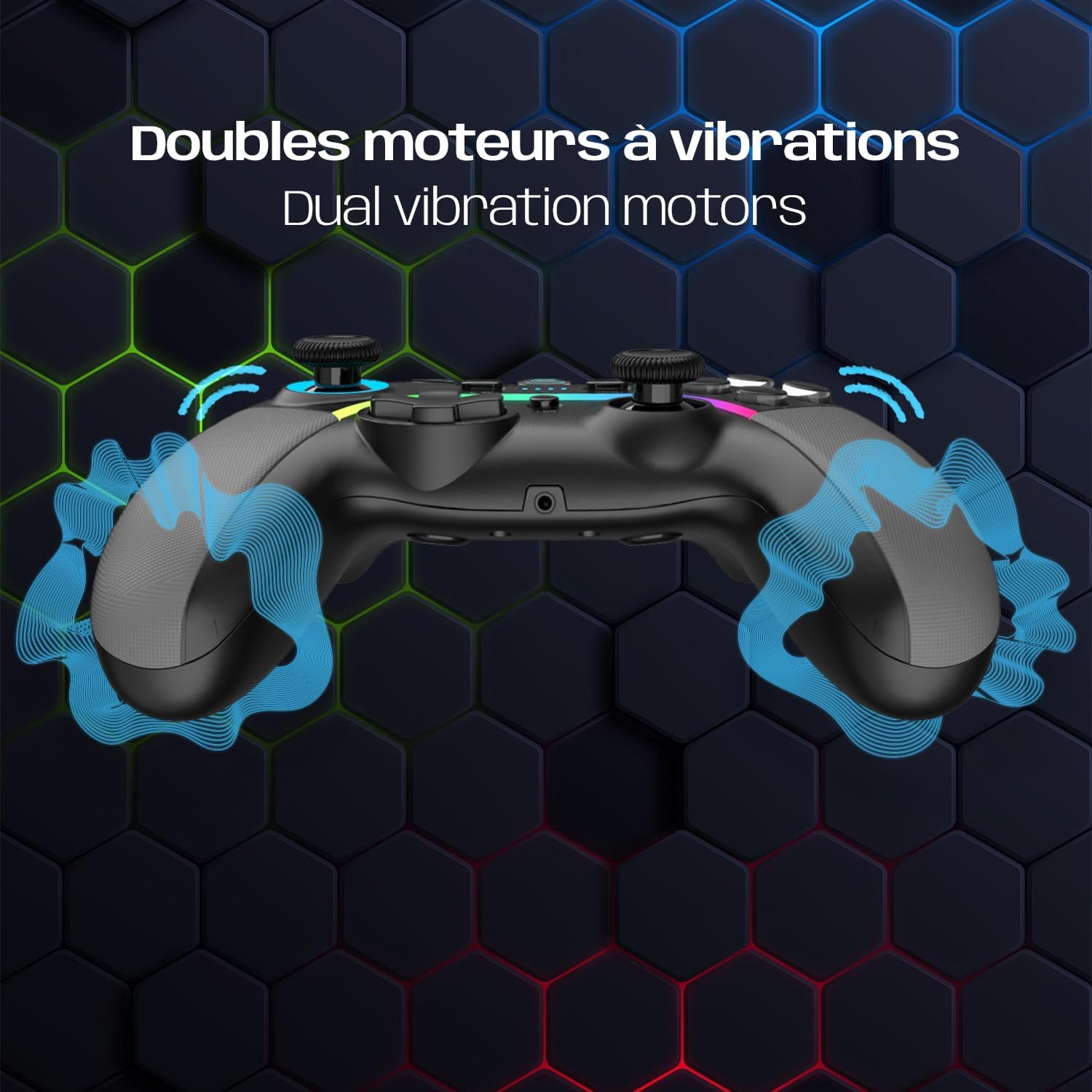 Thumbnail 4 de EMPIRE GAMING – Manette de jeu sans fil WiFi 2,4 GHz rechargeable (PC/PS3/Switch) avec macro, double vibration et jack 3,5 mm