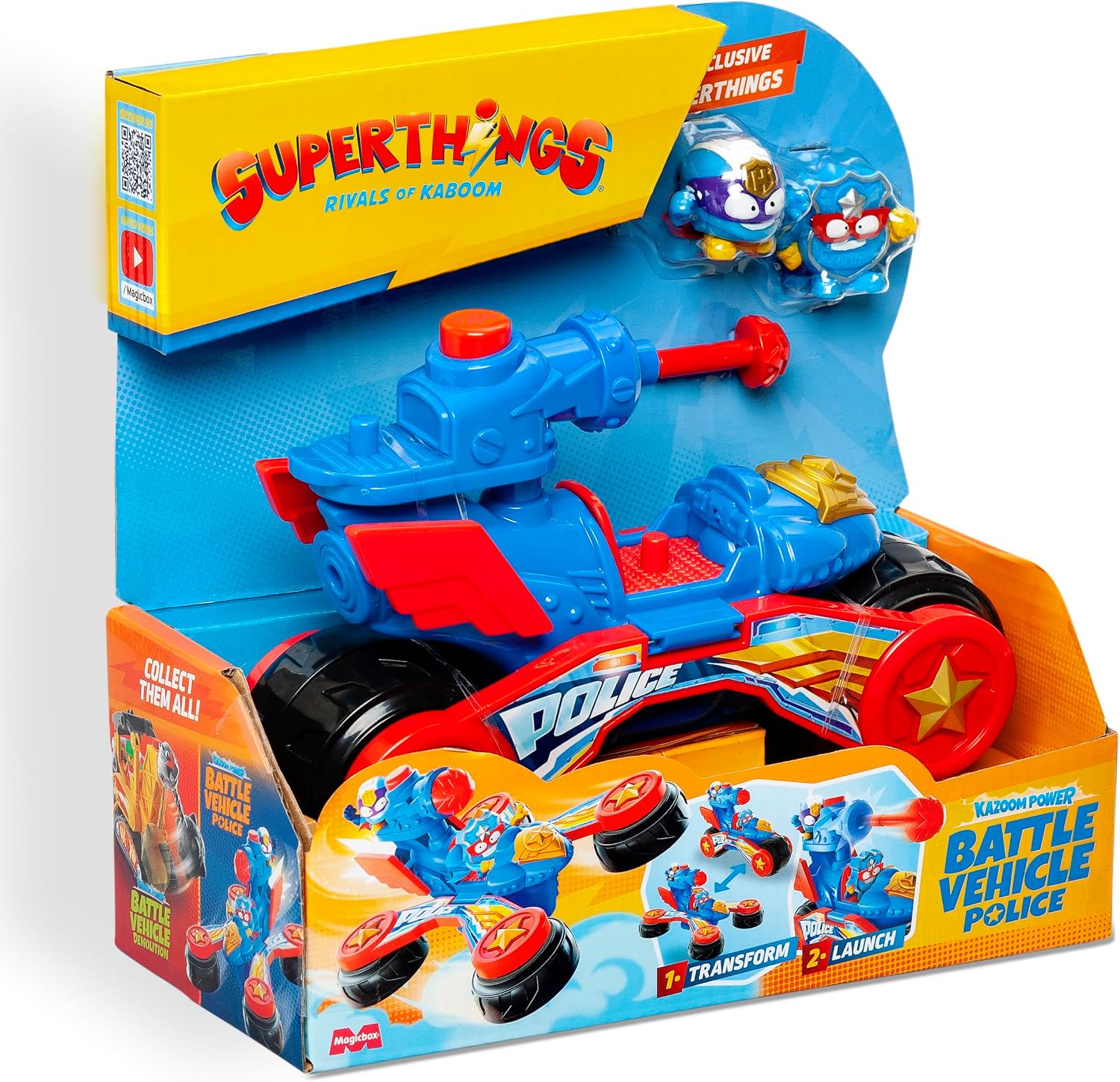 Detalle de SUPERTHINGS Battle Vehicle Police 8431618043790 – pojazd z chwytakiem i wyrzutnią