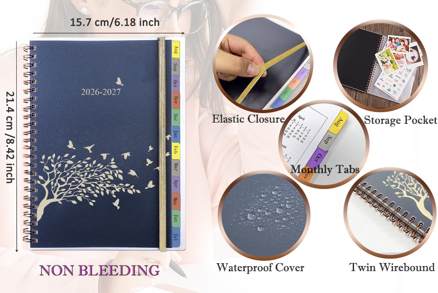 Detalle de Academic Diary 2026-2027 Week to View A5: Weekly & Monthly Planner for School, Work & Family