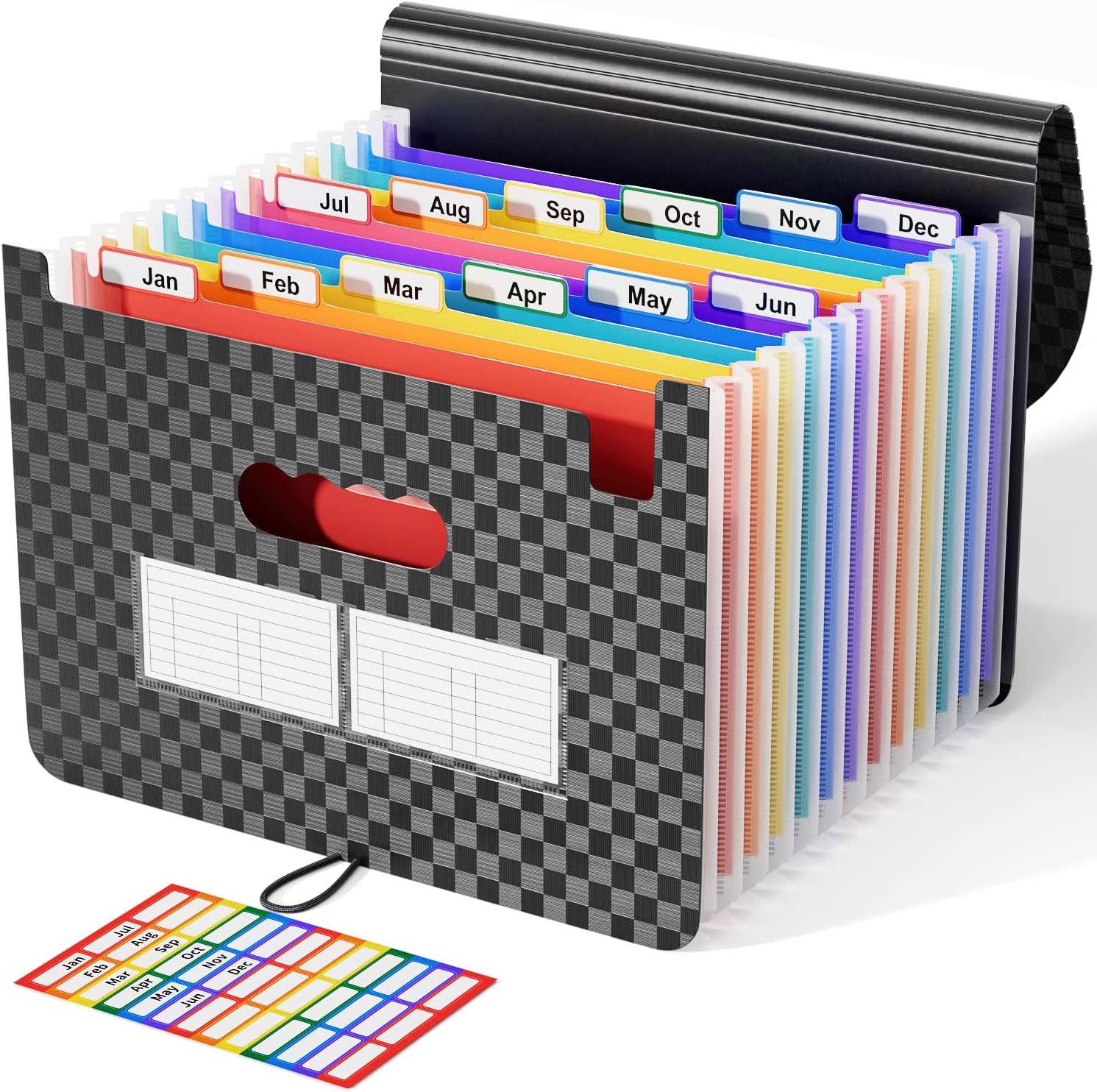 Detalle de ABC life A4 Dokumentenmappe/Ordner mit 13 Taschen (Akkordeon-Organizer) – tragbarer Dateiordner für Zuhause & Büro