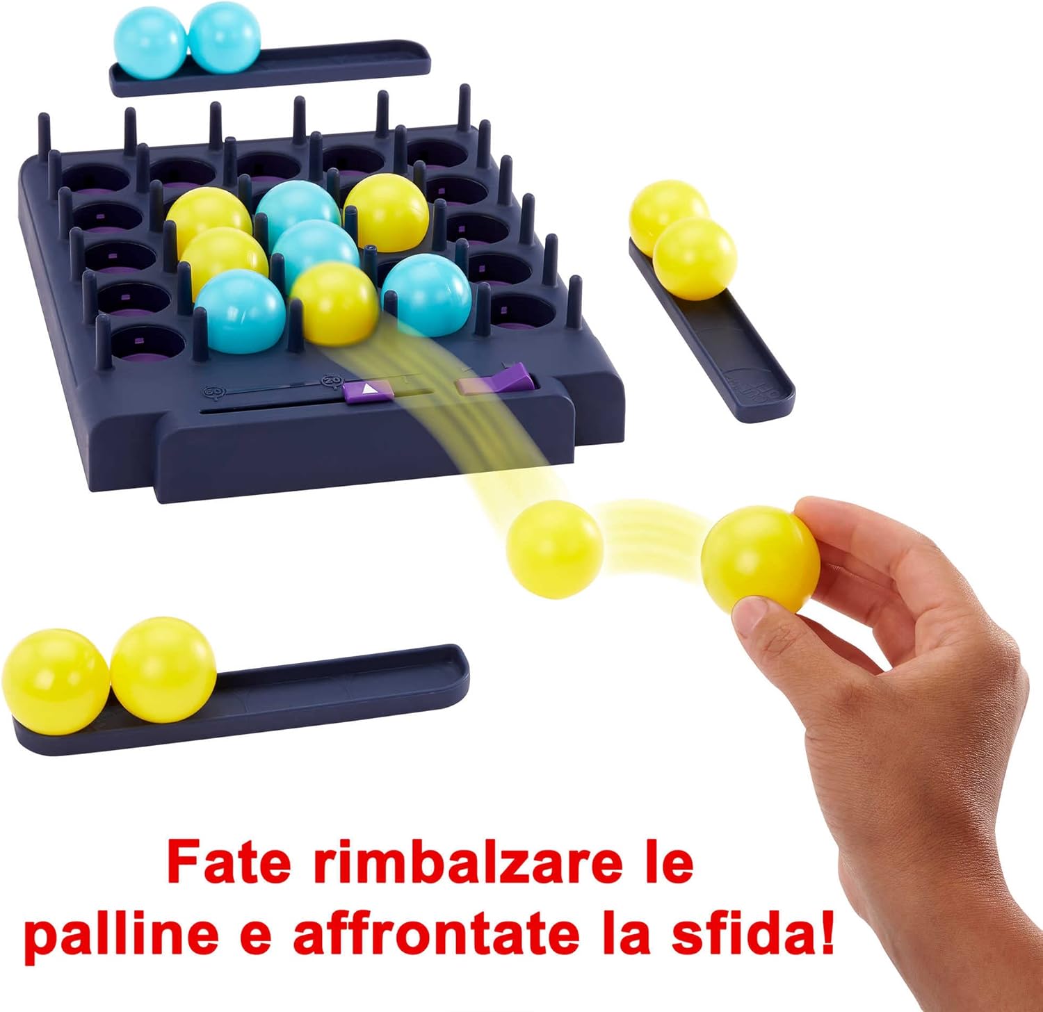 Thumbnail 3 de Mattel Games Bounce-Off Pop-Out: gioco di società con timer, 16 palline e carte sfida (HKR53)
