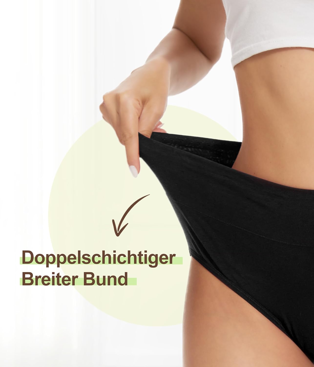 Detalle de YESWEL Damen Unterhosen 5er Pack – Baumwolle Hohe Taille, Hipster, atmungsaktiv (Gr. S-3XL)