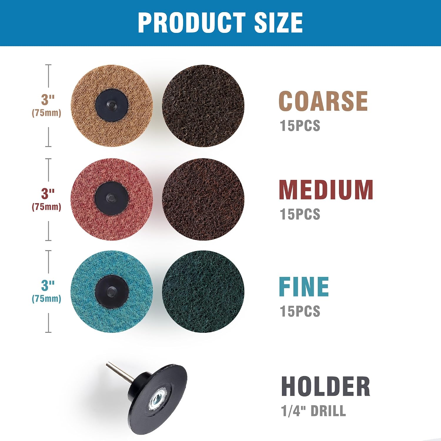 Detalle 2 de S SATC 3-Inch Quick-Change Sanding Discs, 45-Piece Assortment with 1/4-Inch Shank Holder