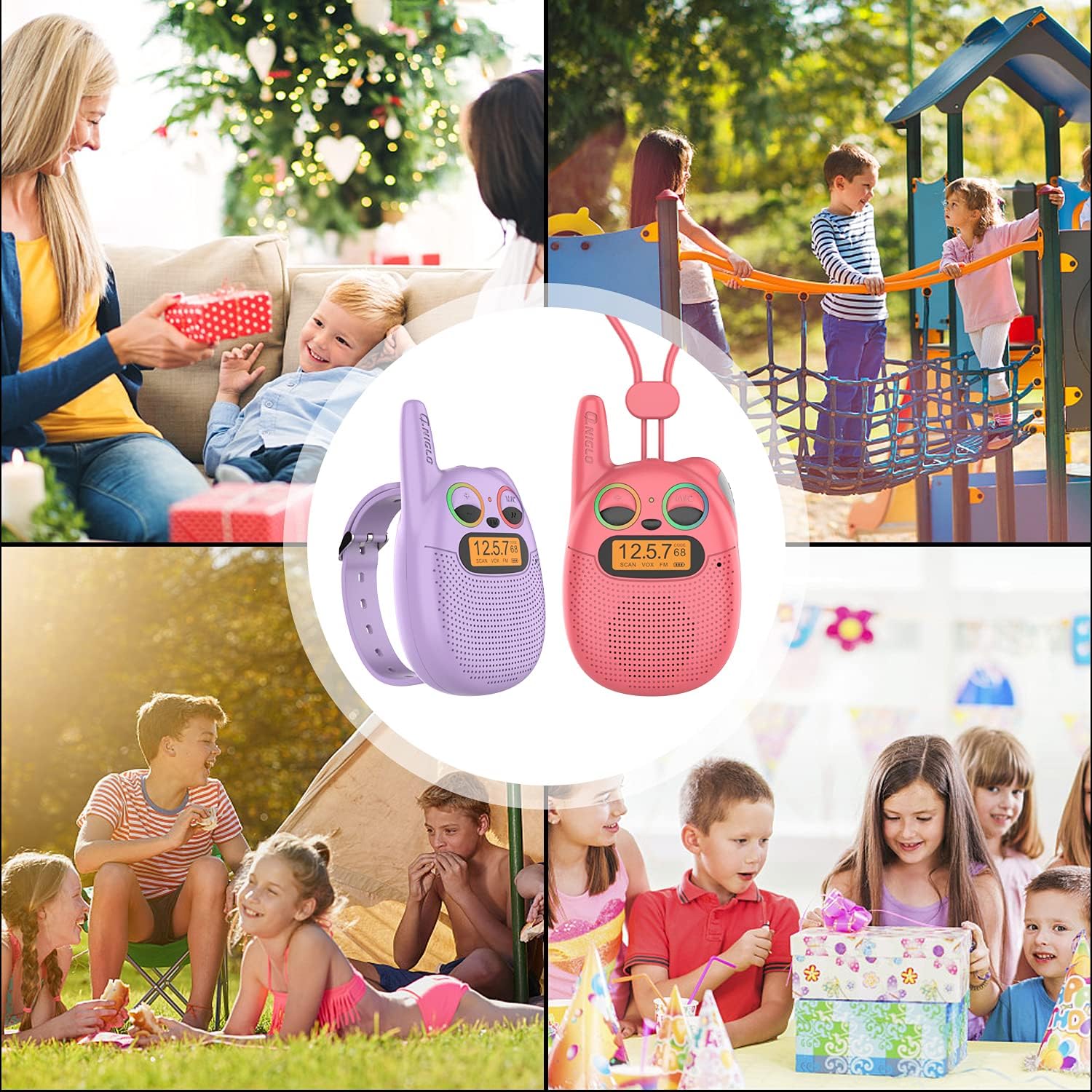Detalle 2 de Qniglo Rechargeable Kids Walkie Talkies (FM, Long-Range) for Ages 3–14