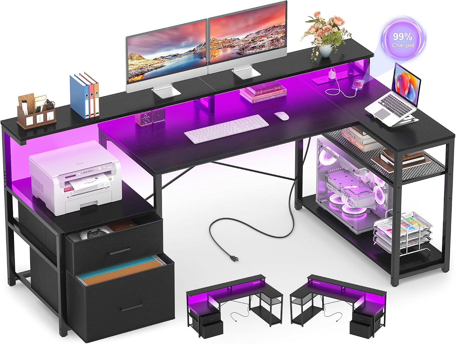 Detalle de Aheaplus L-Shaped Desk with MDF Board