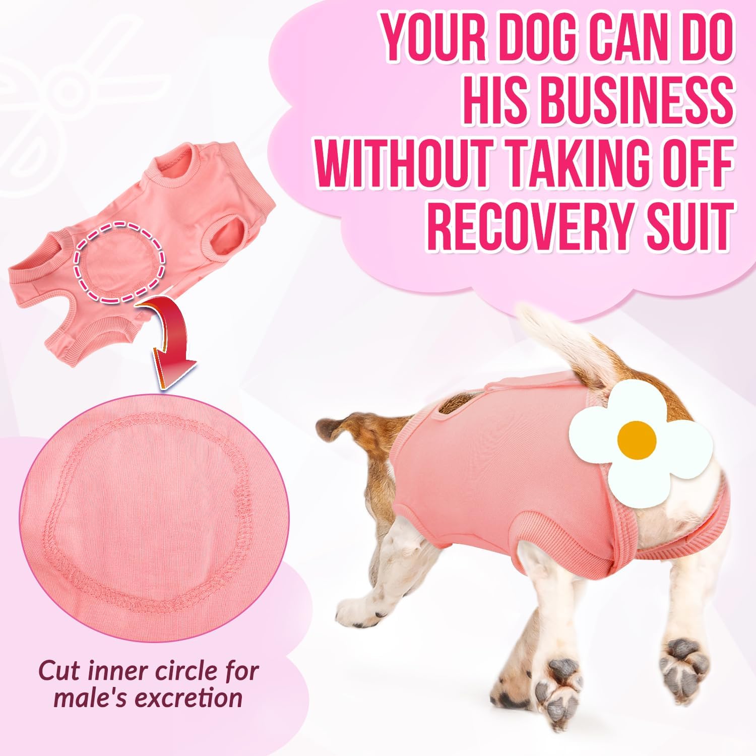 Detalle 2 de Eyein Dog Surgery Recovery Suit (Adjustable), Soft Recovery Onesie Alternative to a Cone, Size L