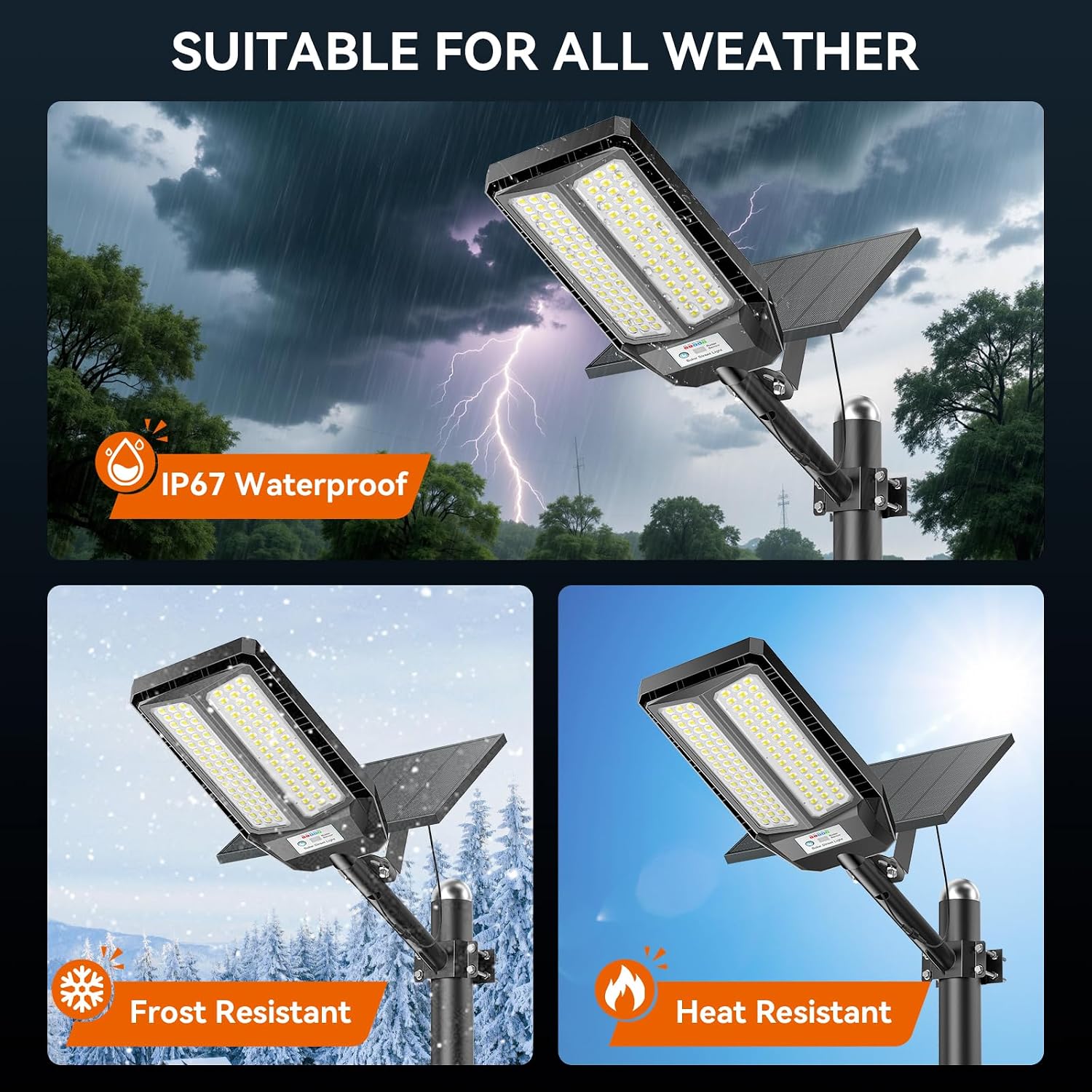 Detalle de JADIDIS 1200W Lampione Solare con Telecomando: illuminazione outdoor robusta e indipendente
