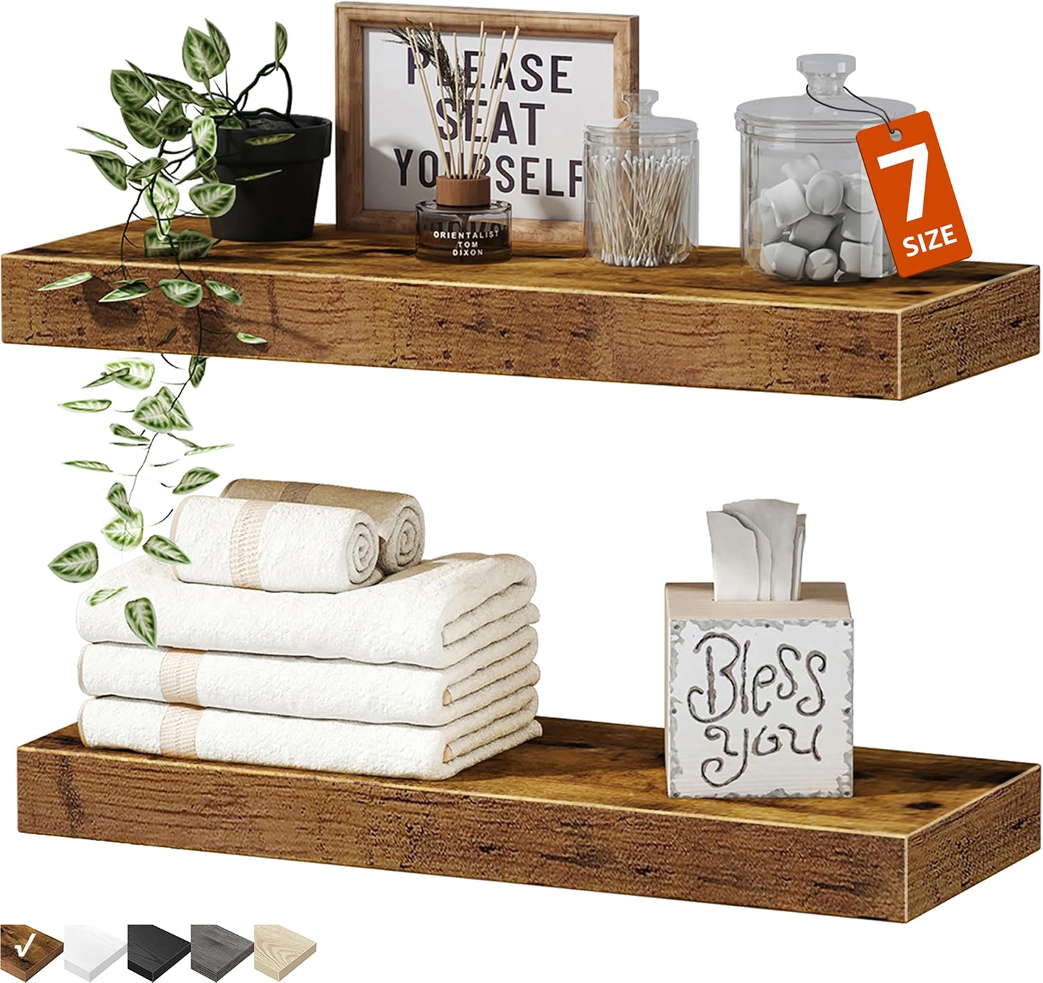 Detalle de QEEIG 15.7" Floating Bathroom Shelves set of 2
