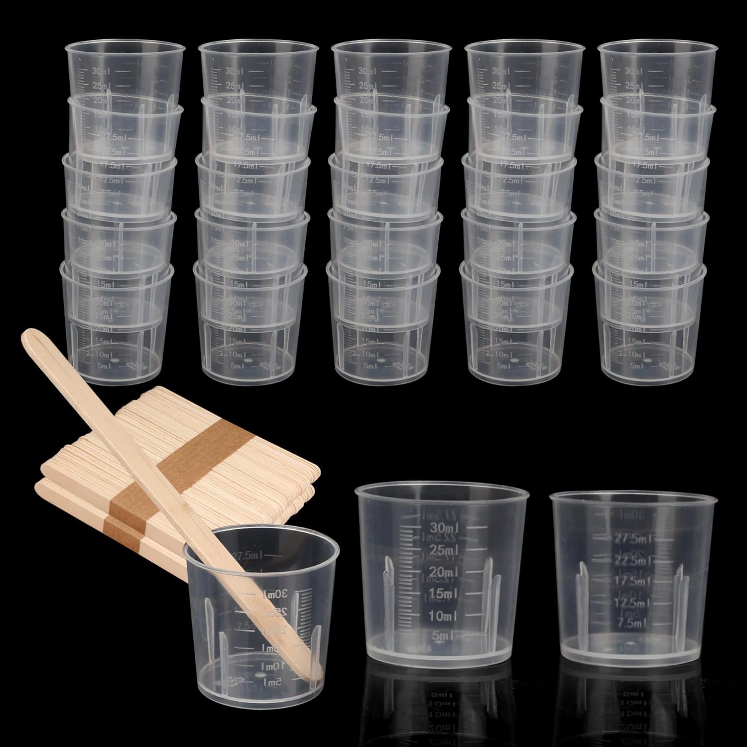 YKUKIZEE 30 ml Small Plastic Measuring Cups for Resin