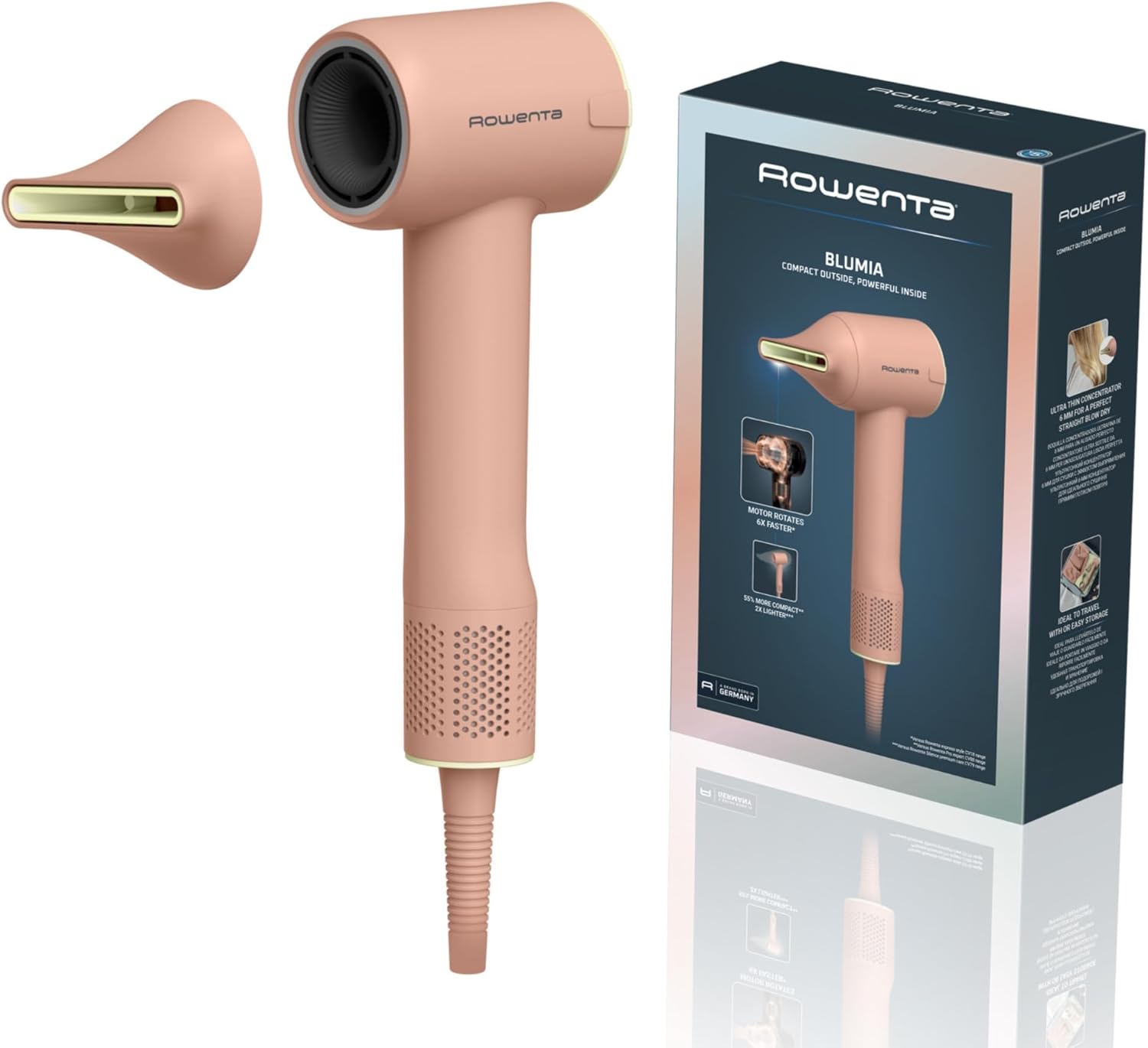 Detalle de Rowenta Blumia: phon hair compatto ad alta velocità con tecnologia ionica, 350 g, beccuccio magnetico
