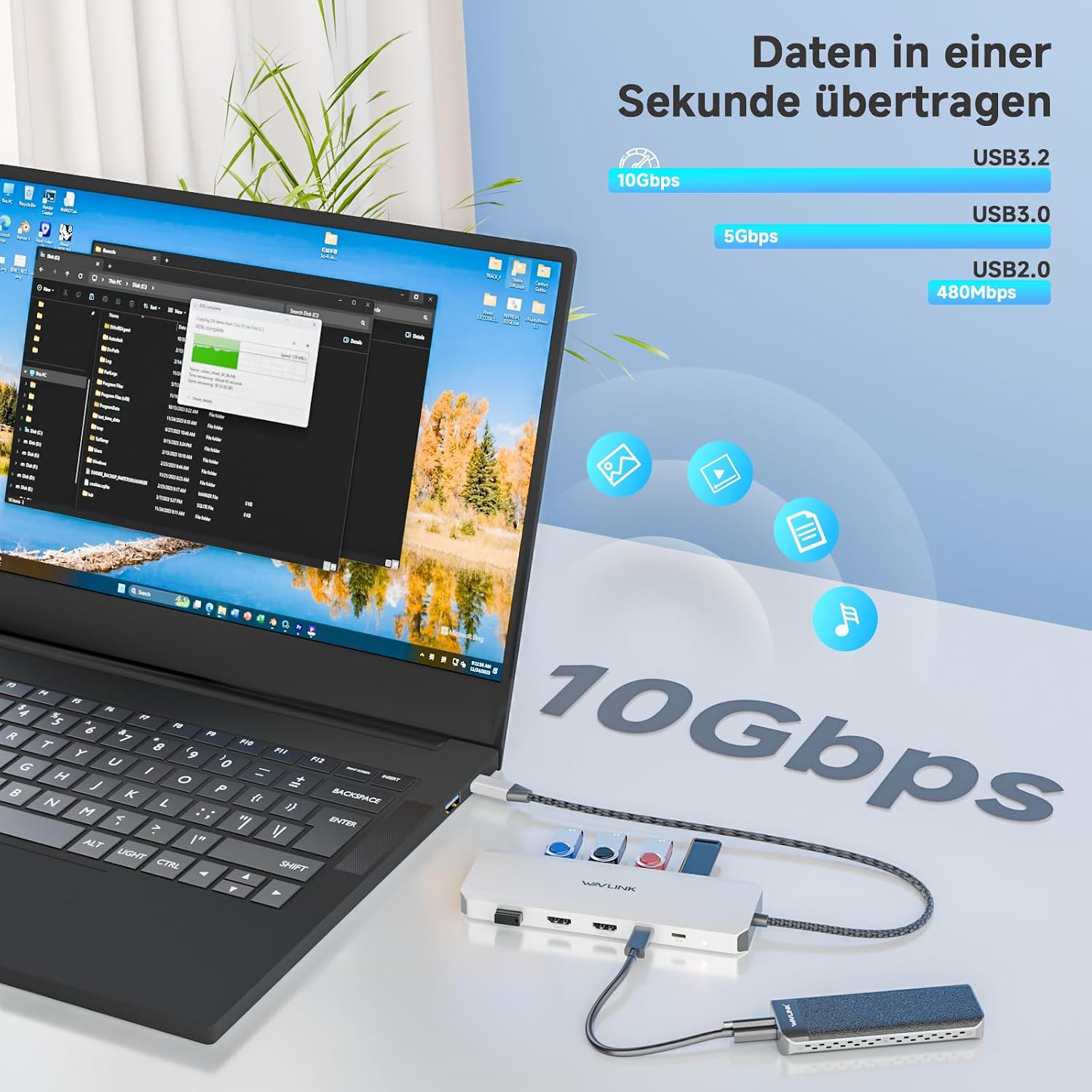 Detalle 2 de WAVLINK Laptop Docking Station 100W
