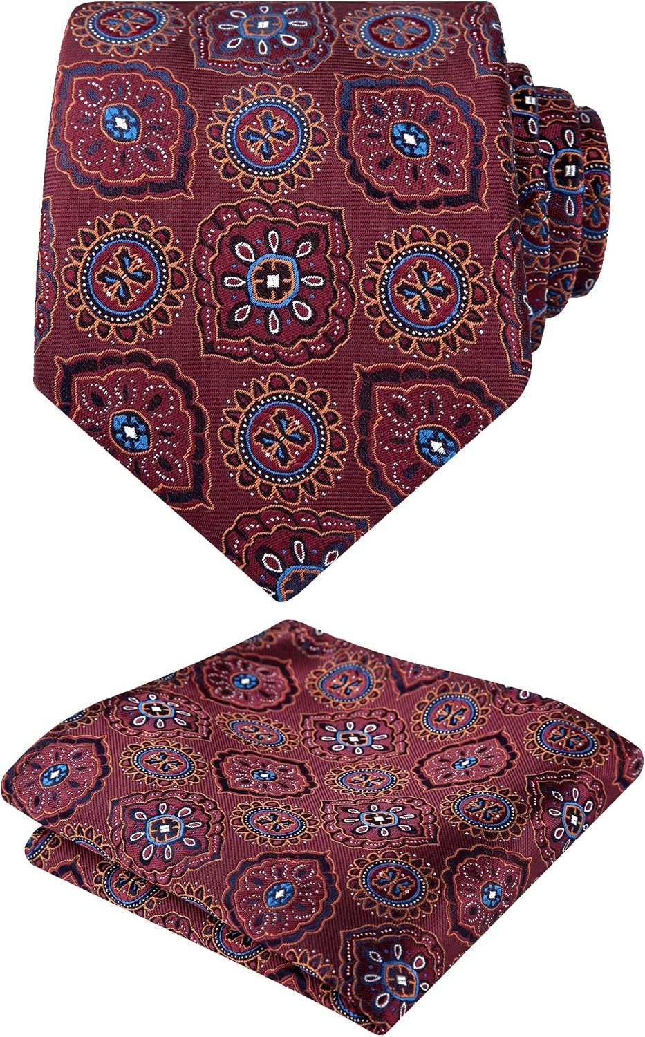 Detalle de Alizeal Mens Long Sleeve Shirt Necktie & Pocket Square Set – Dress Shirt, Tie & Pocket Square for Formal to Casual Wear