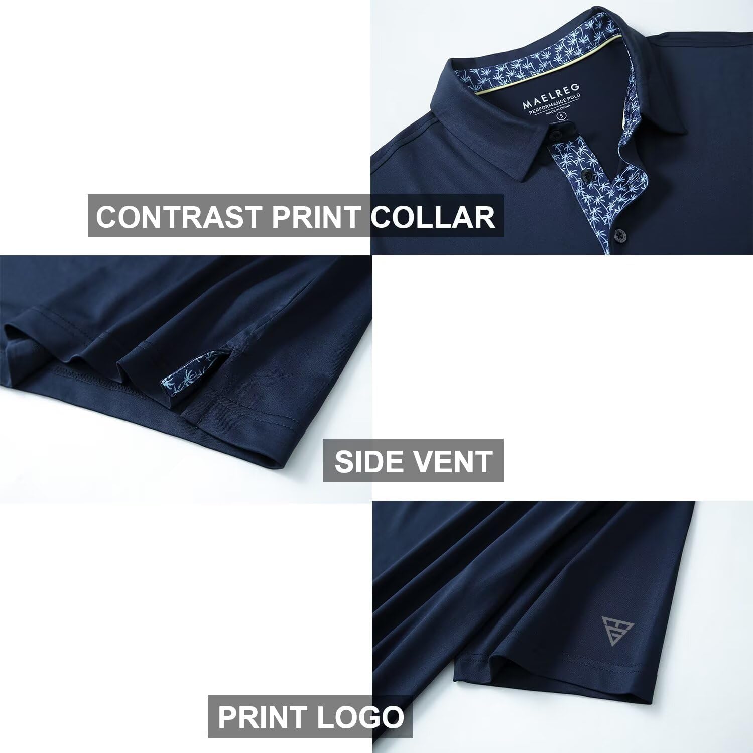 Detalle 2 de Mens Polo Shirts (Short & Long Sleeve) – Polyester Spandex Dry Fit Performance Golf Polo