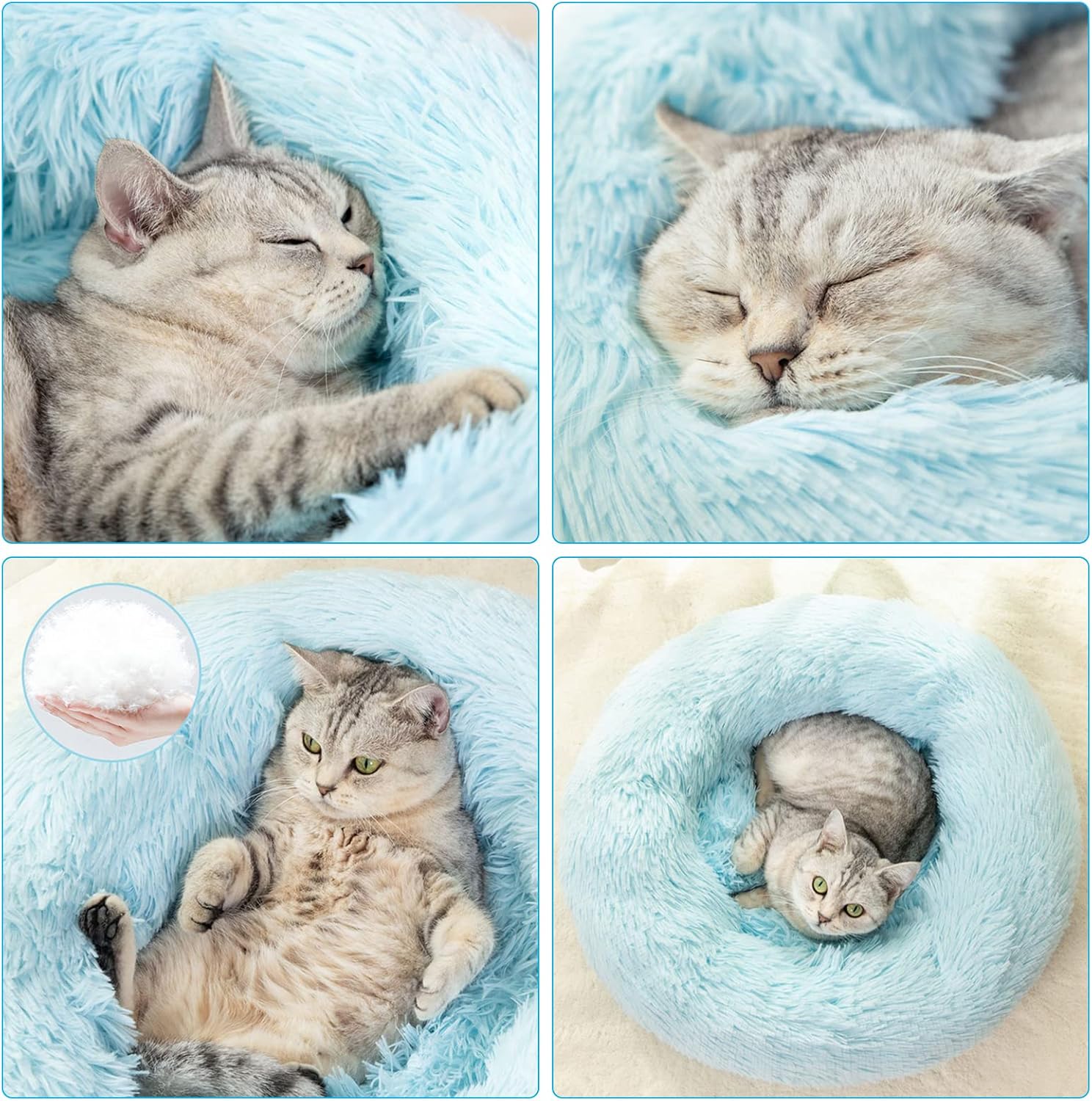 Detalle 2 de Nisrada Katzenbetten für Indoor-Katzen – Rundes Haustierbett mit rutschfester Unterseite (60 cm) und zwei Größenoptionen