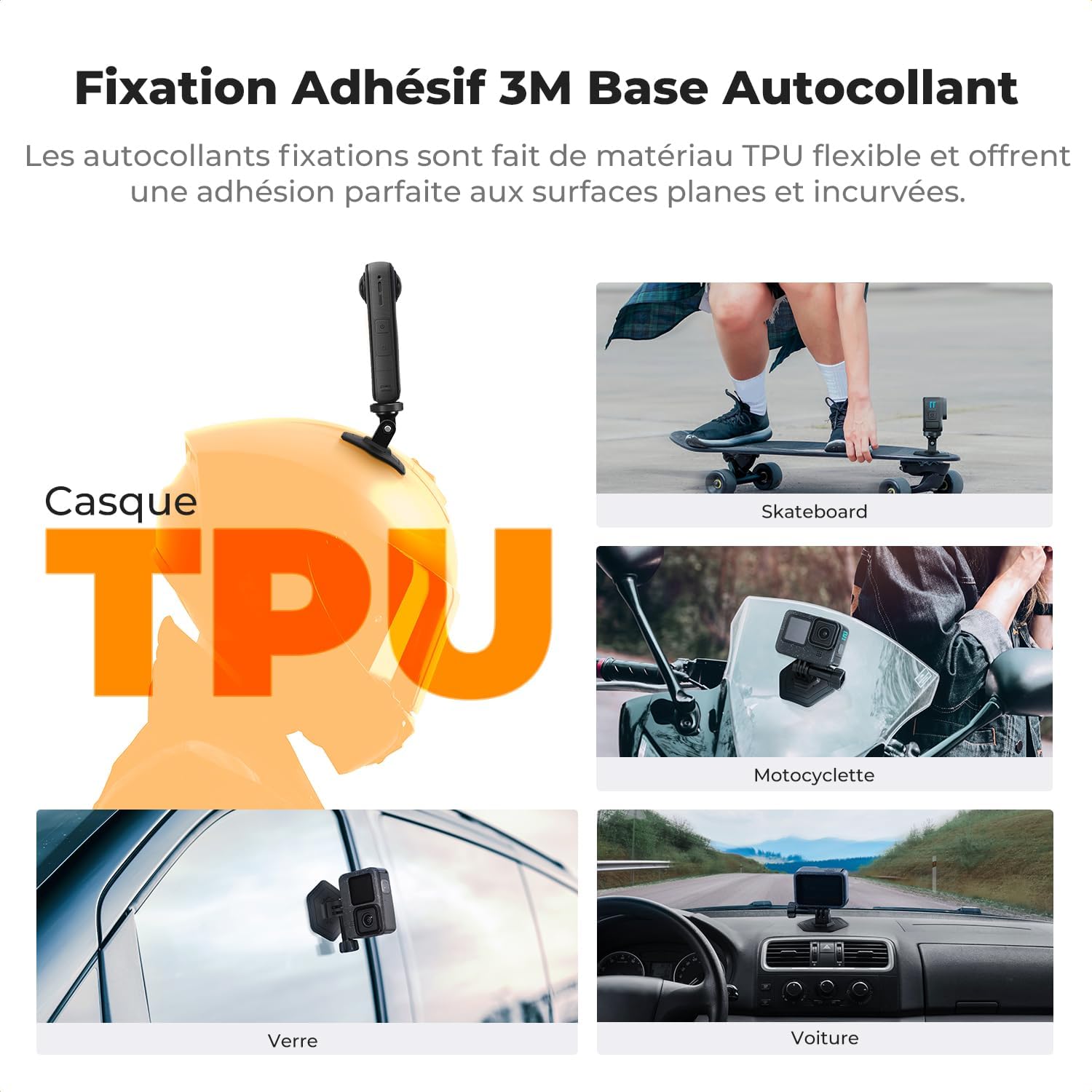 Thumbnail 1 de K&F CONCEPT Fixation Adhésif 3M sur Casque pour Caméras d'action – Compatible DJI Osmo 360