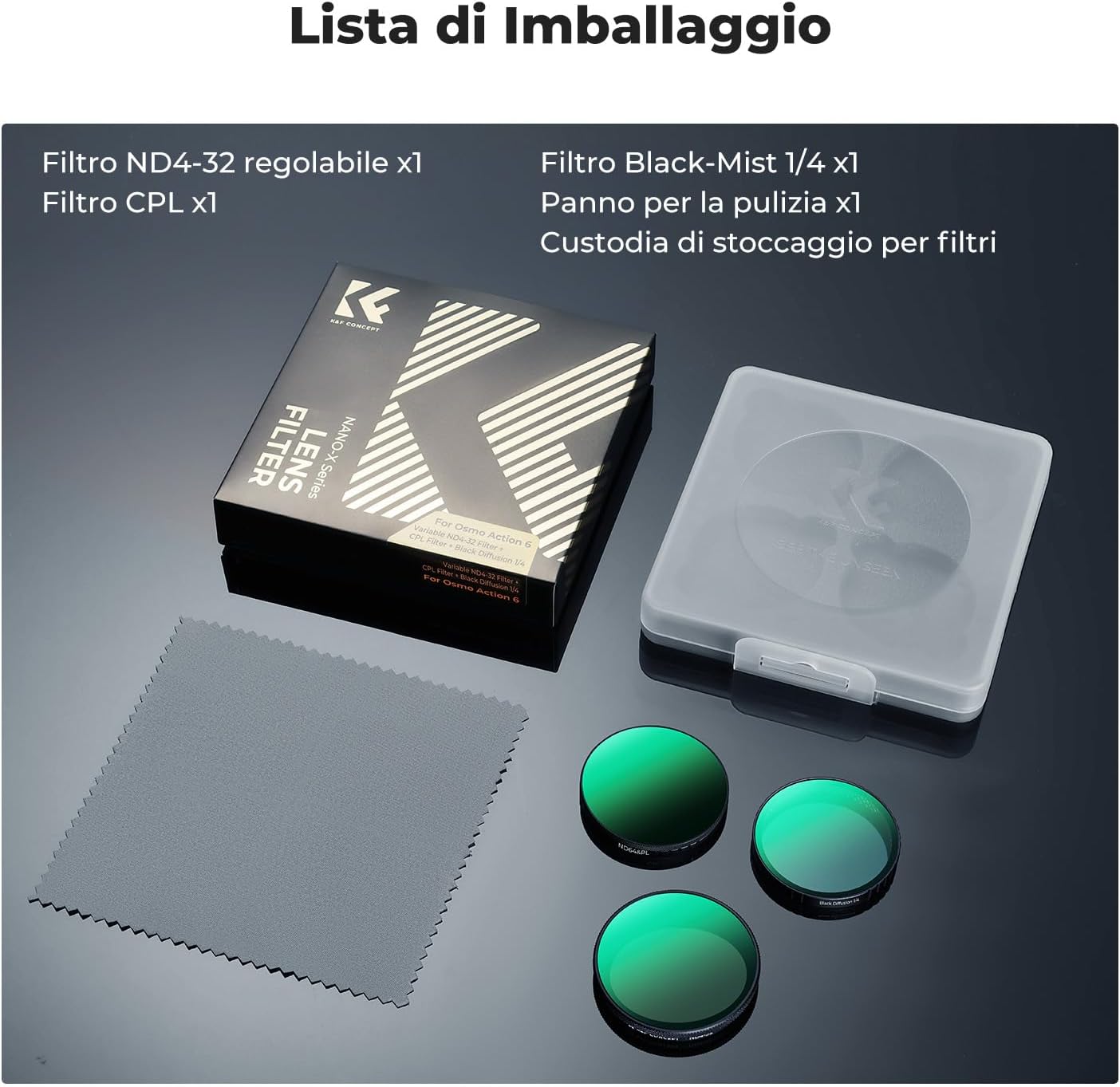 Thumbnail 6 de K&F CONCEPT Set filtri per Osmo Action 6 🎥