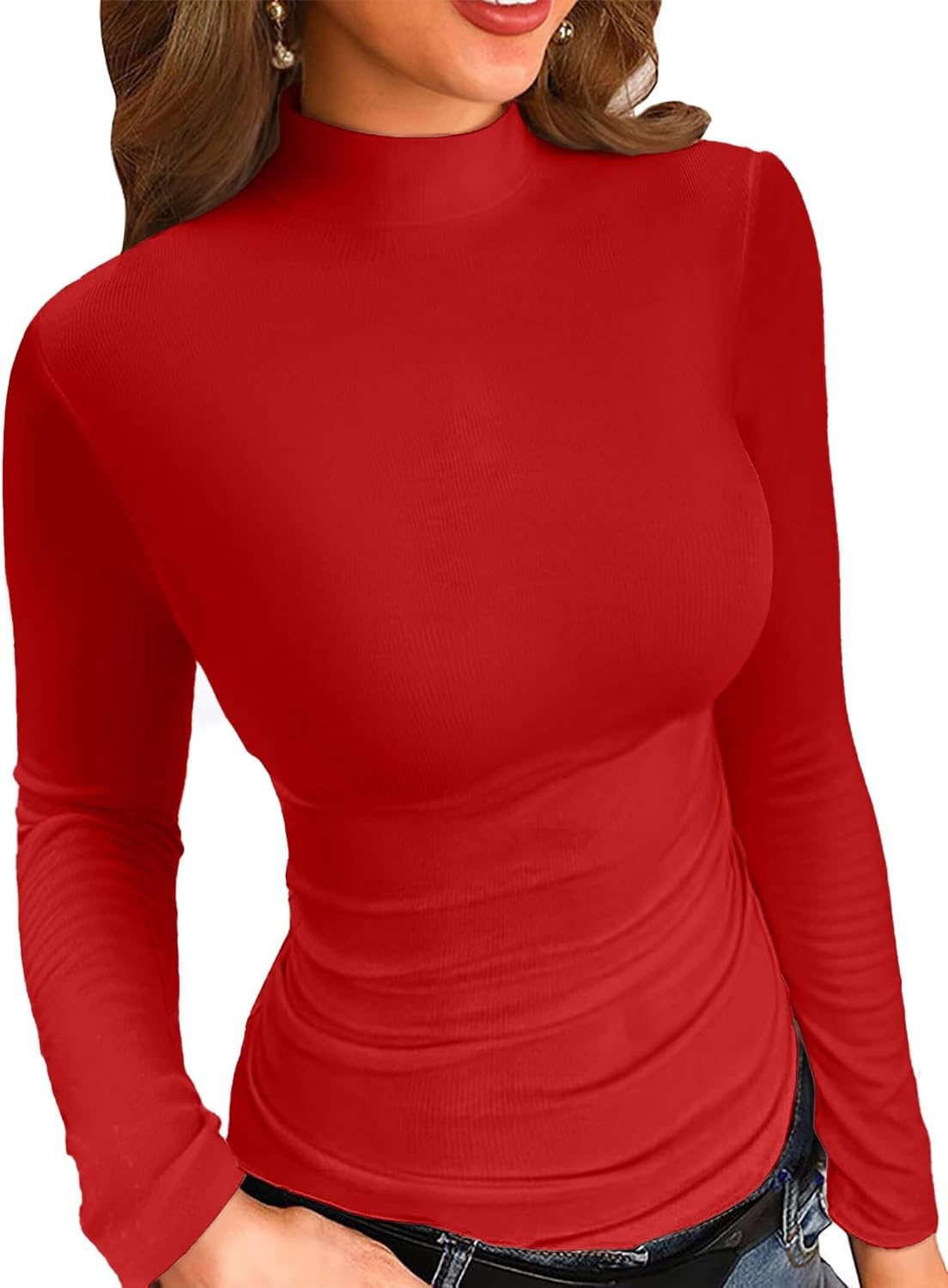 Detalle de VICHYIE Damen Tops mit gefälschtem Kragen Langarm