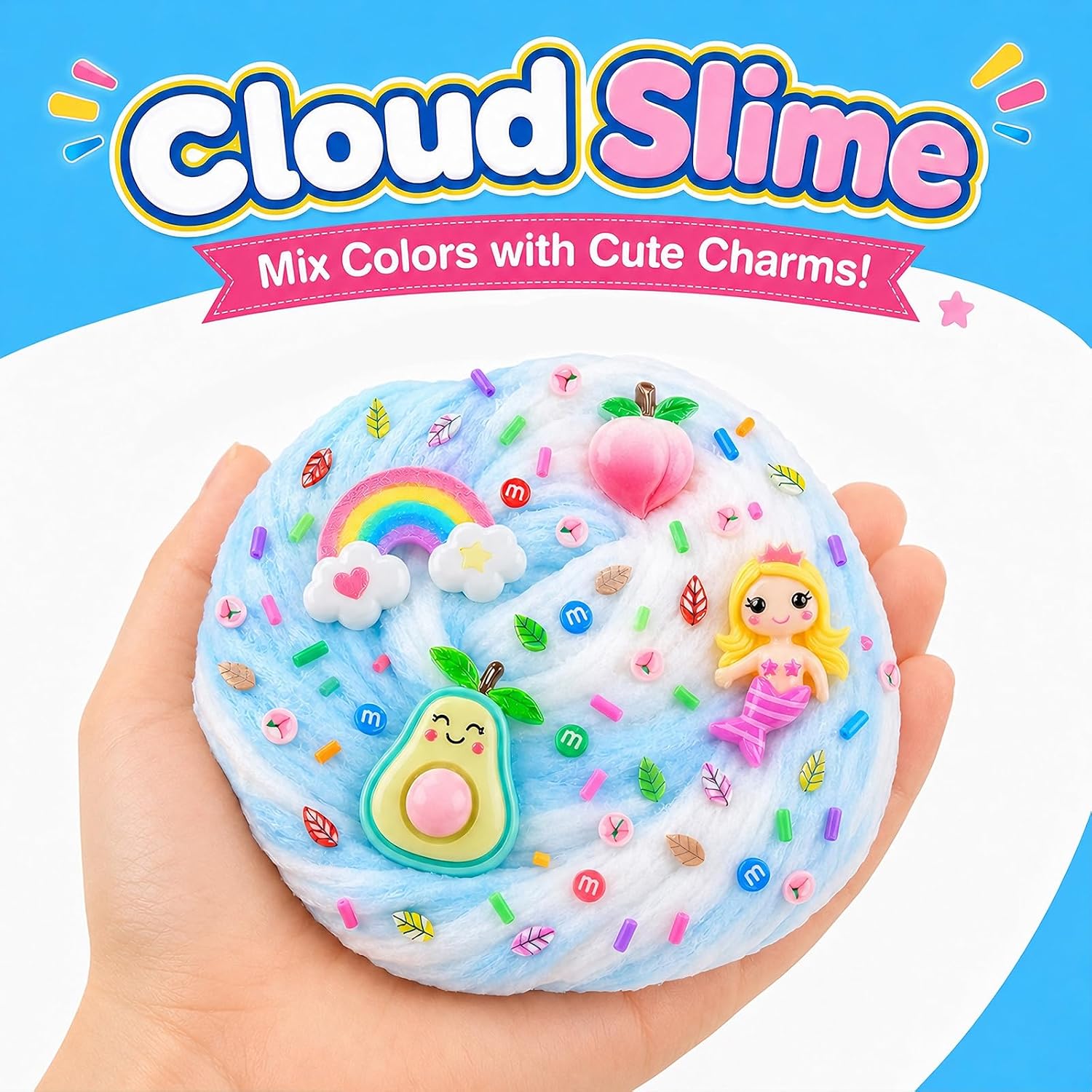 Detalle de 8-Piece Slime Kit: 6 Cloud Slimes & 2 Crystal Clear Slimes with Charms