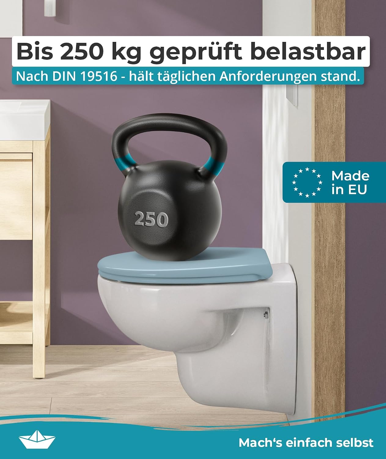Detalle 1 de Calmwaters WC-Sitz Bermuda-Blau bis 250 kg