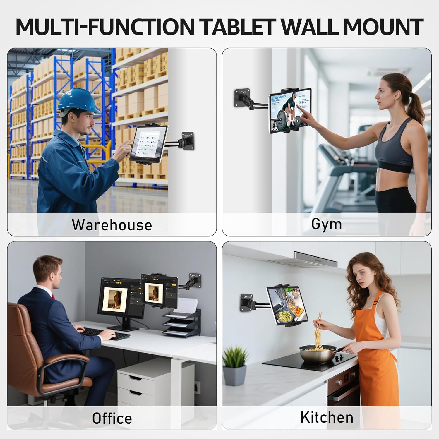 Detalle de Urmust Tablet-Wandhalterung aus Aluminium (360° drehbar & faltbar) für Tablets/Smartphones von 4,7 bis 15,6 Zoll